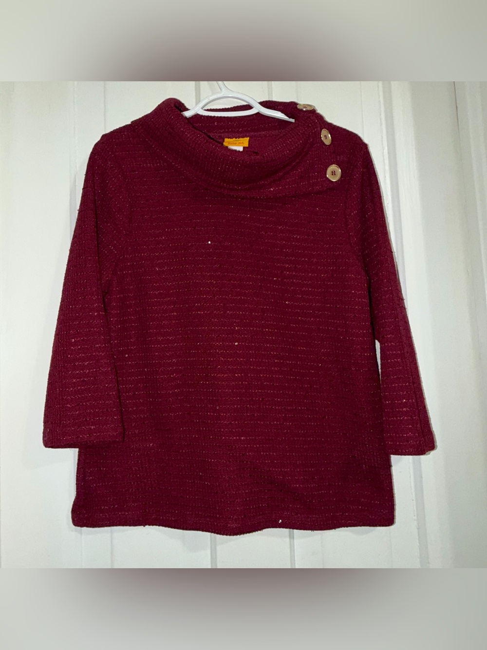 Women's size medium sweater Ruby Rd. Button-Shoulder Cowl Neck Burgundy‎